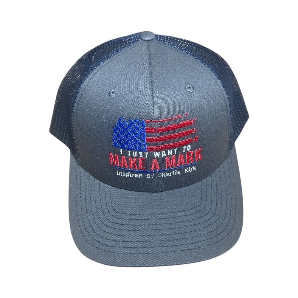 Richardson 112 Charlie Kirk Make A Mark Trucker Hat Navy Blue Snapback Cap